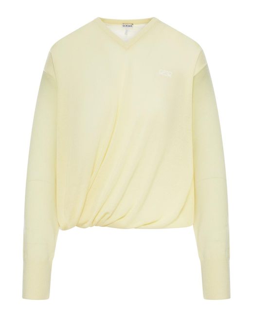 Loewe Yellow Draped Merino Wool Sweater