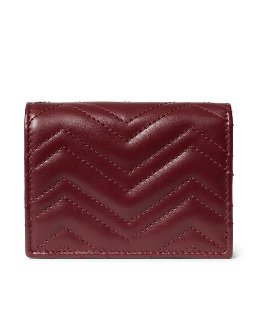 Gucci Red gg Marmont Card Case Wallet