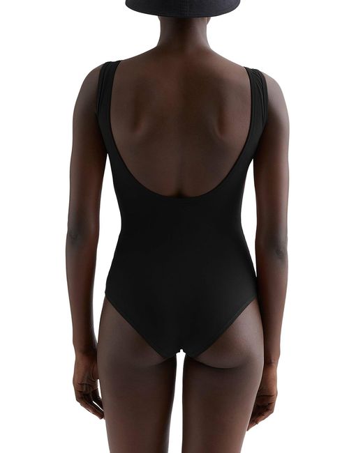 Jil Sander Blue Logo Printed One-Piece Swimsuit