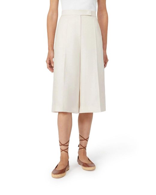 Max Mara White Kaki Linen Bermuda Shorts