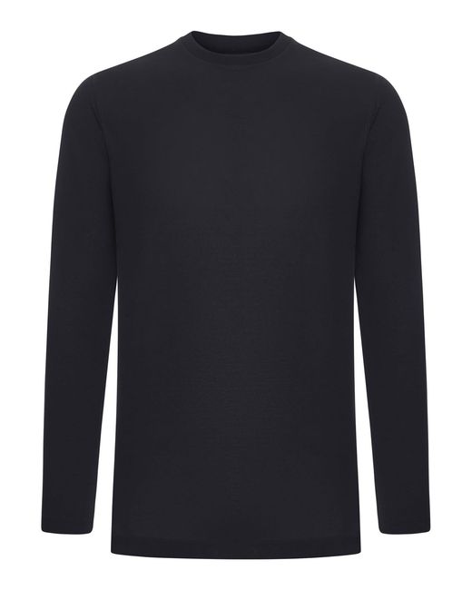 Zanone Blue Slim Fit Long-Sleeved Ice Cotton T-Shirt for men