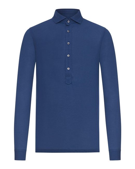 Nome G Blue Long-Sleeved Polo Shirt for men