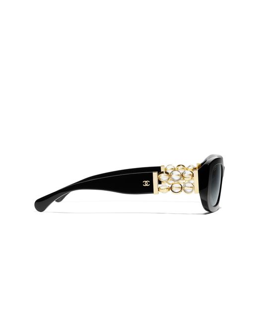 Chanel Black Sunglass Rectangle Sunglasses Ch5542