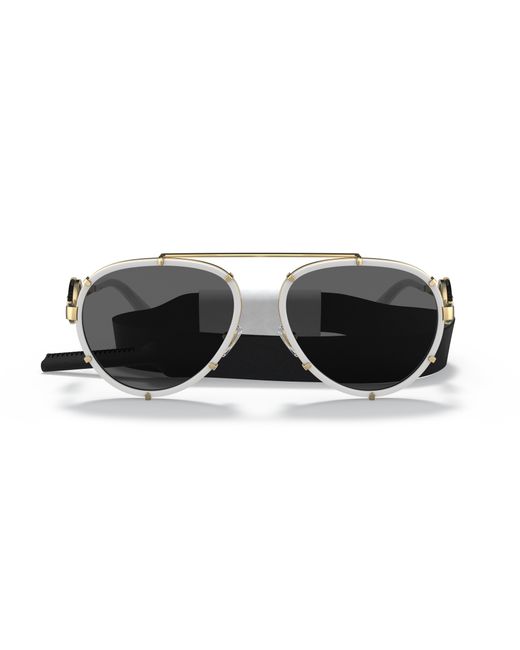 Versace Black Ve2232 Oversized Aviator Sunglasses
