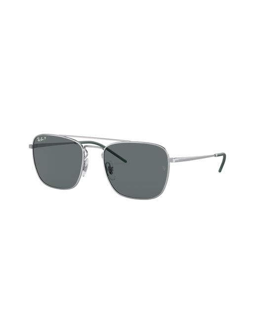 Ray-Ban Metallic 0rb3588 Square Sunglasses, Rubber Silver, 55.0 Mm for men