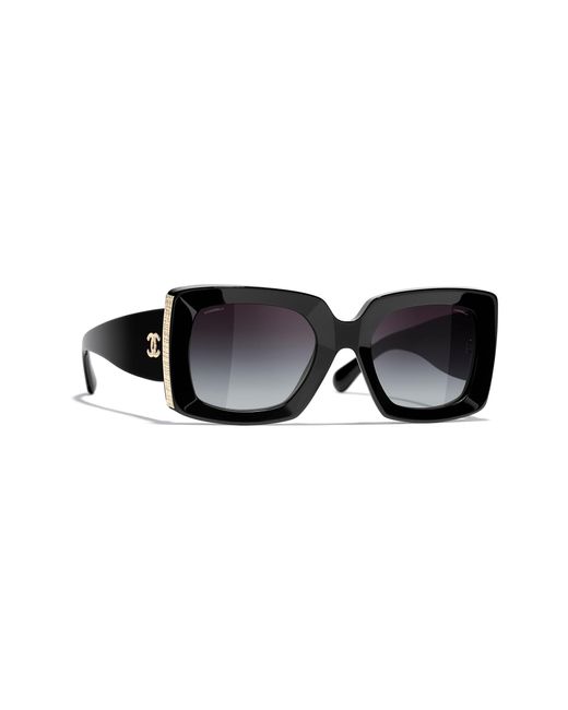 Chanel Black Sunglass Rectangle Sunglasses Ch5435