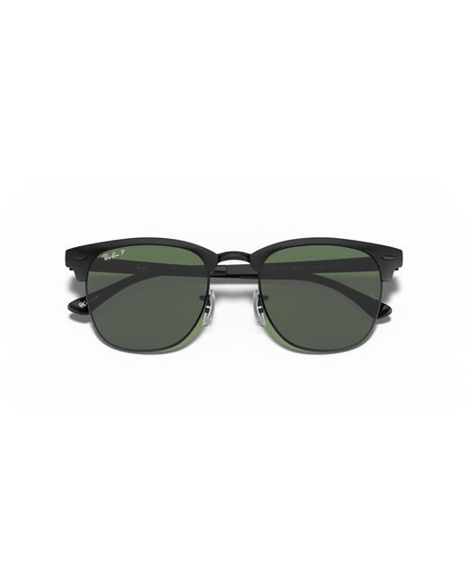 Ray-Ban Green Rb3716 Clubmaster Metal Polarized Square Sunglasses