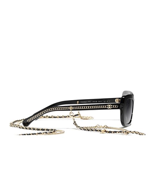 Chanel Black Sunglass Rectangle Sunglasses Ch5553