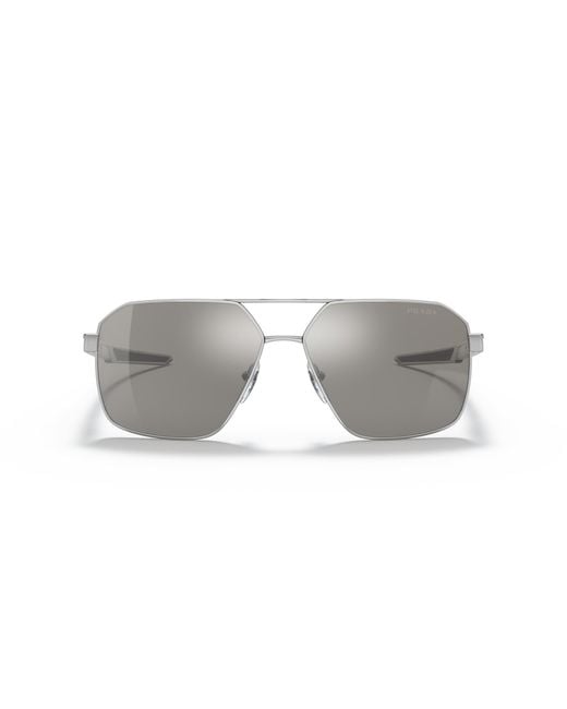 Prada Linea Rossa Man Ps 01ts - Frame Color: Black, Lens Color: Silver, Size 56-/19/140 for men