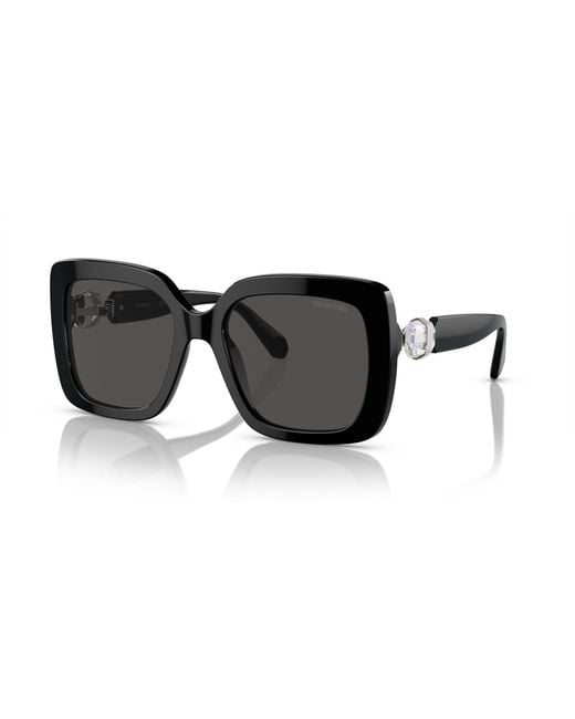 Swarovski Black Sk6001f Low Bridge Fit Square Sunglasses
