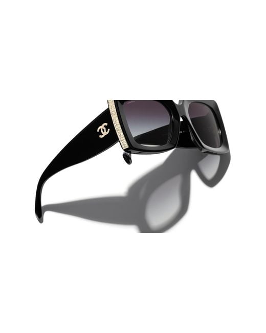 Chanel Black Sunglass Rectangle Sunglasses Ch5435