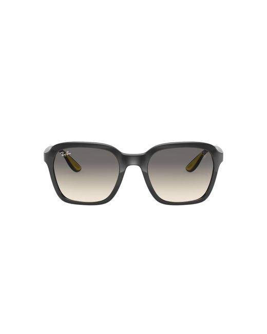 Ray-Ban Black Sunglasses Unisex Rb4343m Scuderia Ferrari Collection - Shiny Grey Frame Grey Lenses 52-20