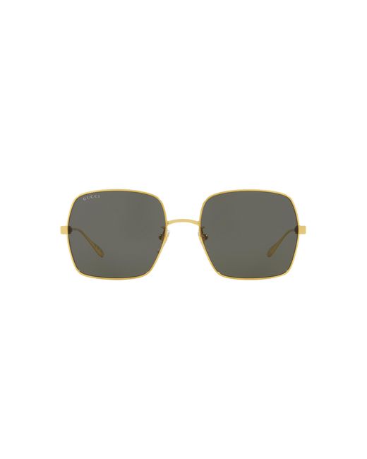 Gucci Green Lettering 57mm Square Sunglasses