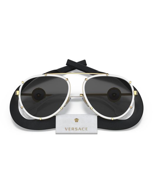 Versace Black Ve2232 Oversized Aviator Sunglasses