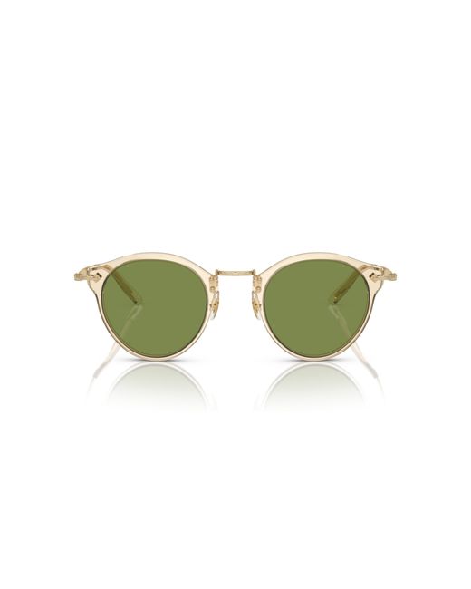 Oliver Peoples Green Semitransparent Acetate & Metal Round Sunglasses for men