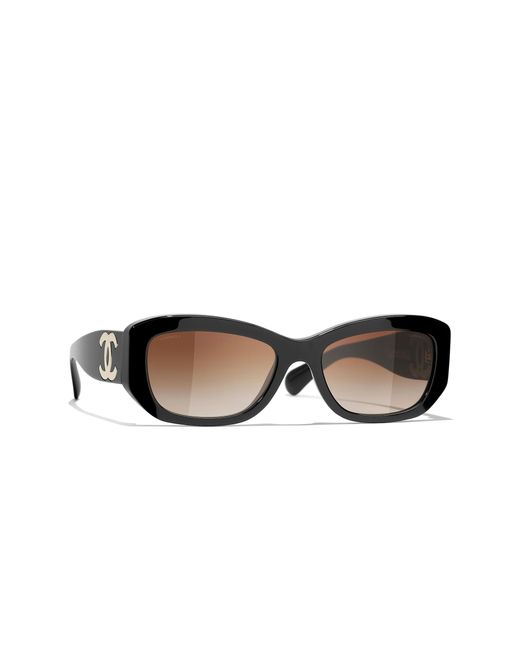 Chanel Black Sunglass Rectangle Sunglasses Ch5493