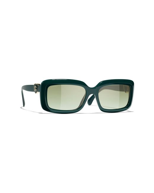 Chanel Green Sunglass Rectangle Sunglasses Ch5520