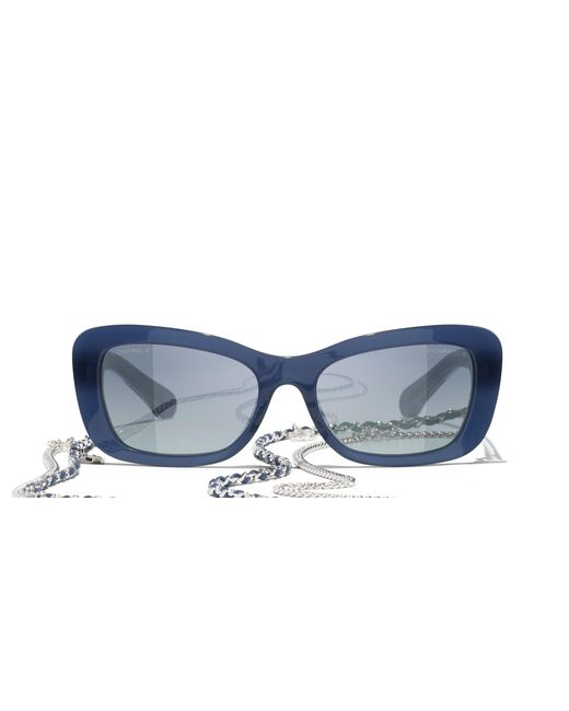 Chanel Black Sunglass Rectangle Sunglasses Ch5553
