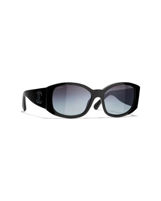 Chanel Black Sunglass Oval Sunglasses Ch5450
