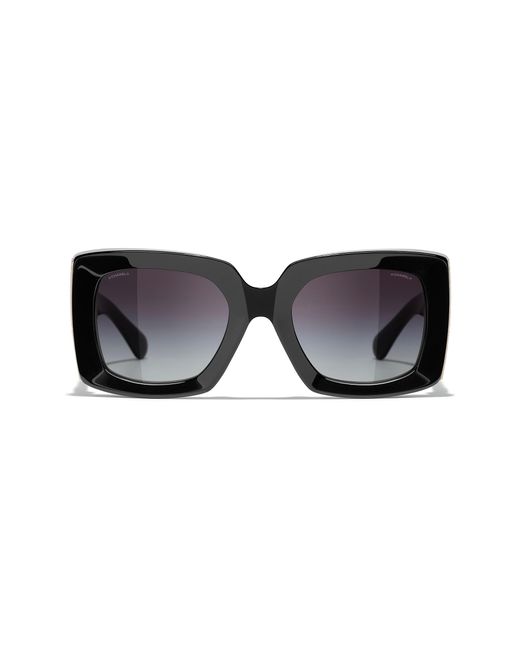 Chanel Black Sunglass Rectangle Sunglasses Ch5435