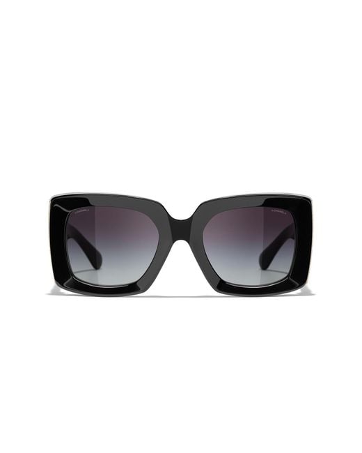 Chanel Black Sunglass Rectangle Sunglasses Ch5435
