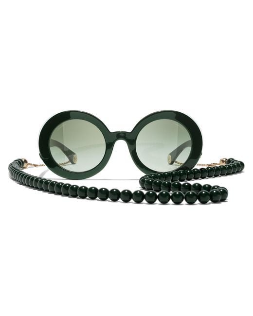 Chanel Green Sunglass Round Sunglasses Ch5489