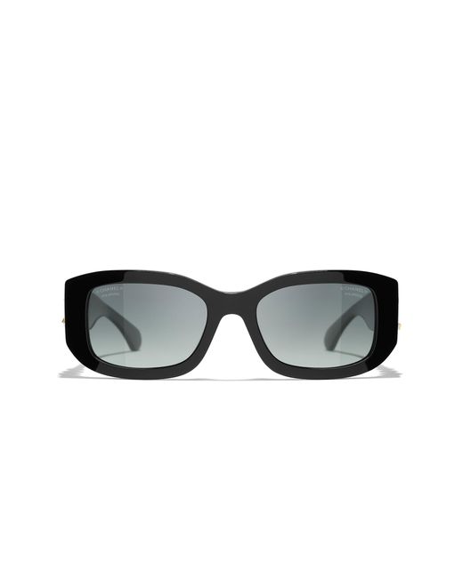 Chanel Black Sunglass Rectangle Sunglasses Ch5542