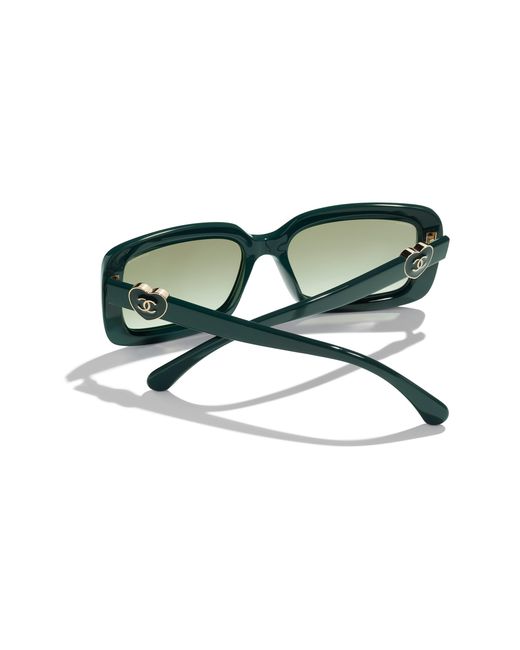 Chanel Green Sunglass Rectangle Sunglasses Ch5520