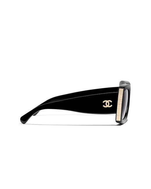 Chanel Black Sunglass Rectangle Sunglasses Ch5435