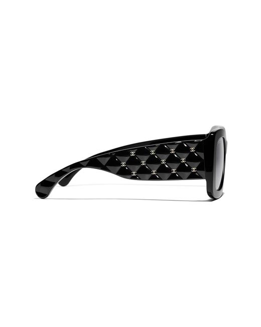 Chanel Black Sunglass Rectangle Sunglasses Ch5483