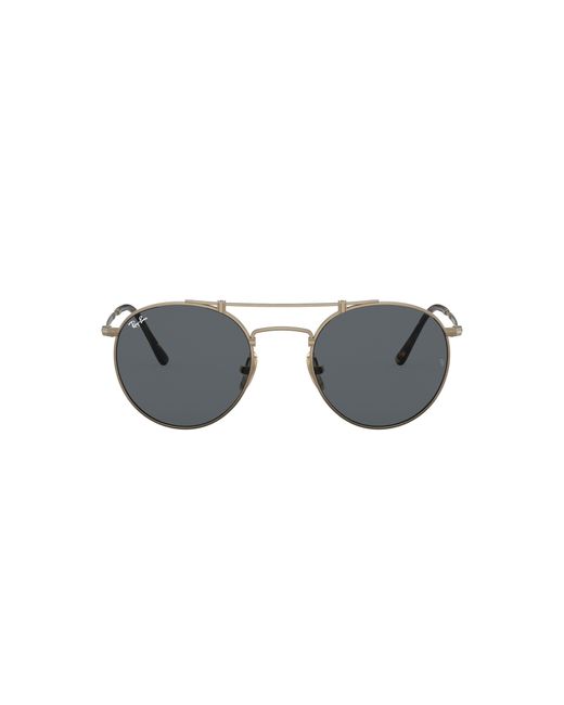 Ray-Ban Multicolor Sunglasses Unisex Round Double Bridge Titanium - Antique Gold Frame Grey Lenses 50-21
