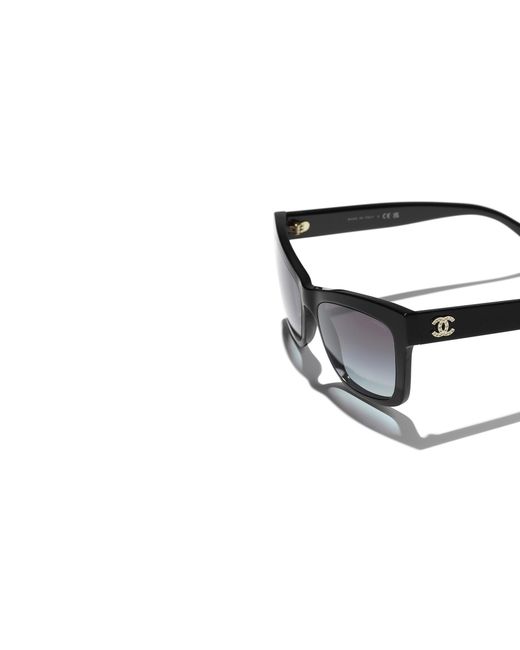 Chanel Black Sunglass Rectangle Sunglasses Ch5496b