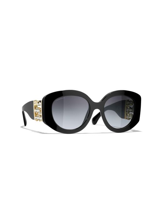 Chanel Black Sunglass Oval Sunglasses Ch5543