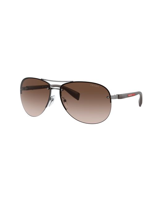 Prada Linea Rossa Black Man Ps 56ms - Frame Color: Gunmetal, Lens Color: Brown, Size 62-/14/130 for men
