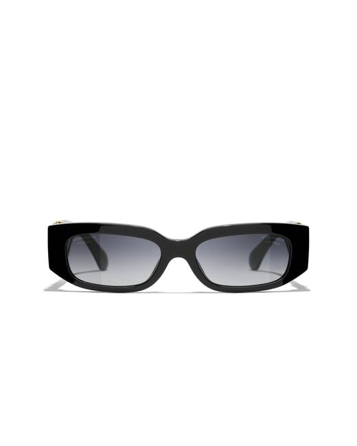 Chanel Black Sunglass Rectangle Sunglasses Ch5544