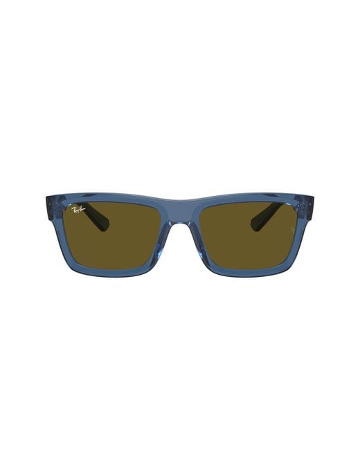 Ray-Ban Black Sunglasses Unisex Warren Bio-based - Transparent Dark Blue Frame Brown Lenses 54-20
