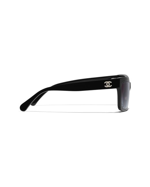 Chanel Black Sunglass Rectangle Sunglasses Ch5496b