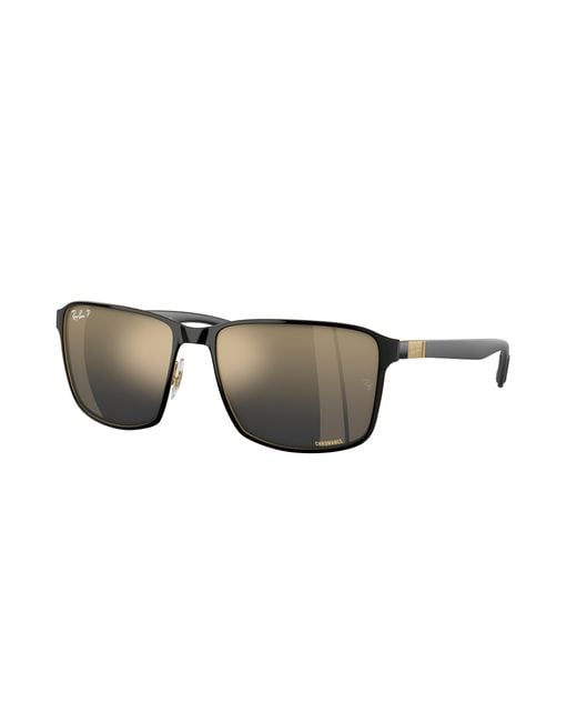 Ray-Ban Black Rb3721ch Chromance Sunglasses Frame Blue Lenses Polarized