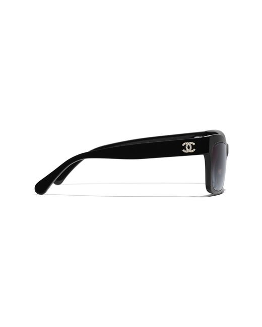 Chanel Black Sunglass Rectangle Sunglasses Ch5496b