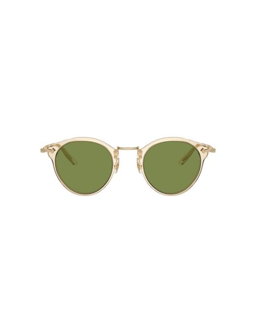 Oliver Peoples Green Semitransparent Acetate & Metal Round Sunglasses for men