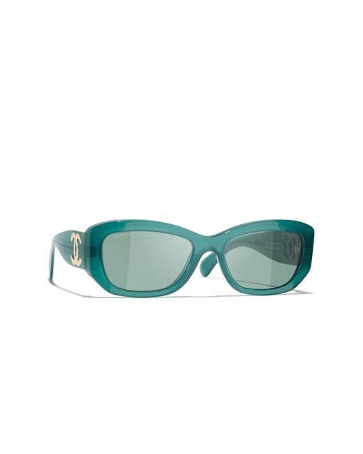 Chanel Green Sunglass Rectangle Sunglasses Ch5493
