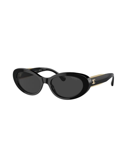 Chanel Black Sunglass Oval Sunglasses Ch5515