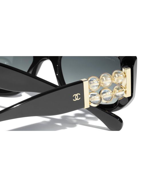 Chanel Black Sunglass Rectangle Sunglasses Ch5542