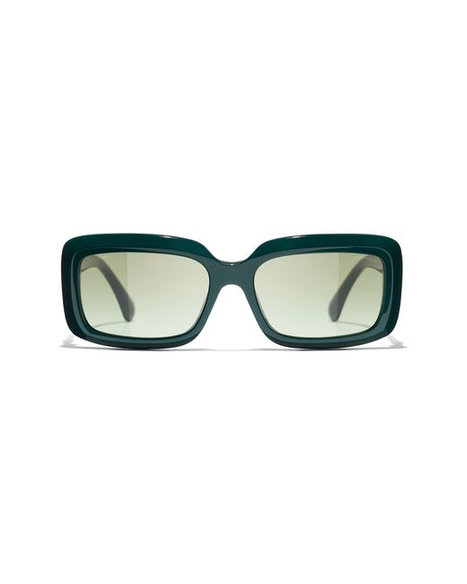Chanel Green Sunglass Rectangle Sunglasses Ch5520