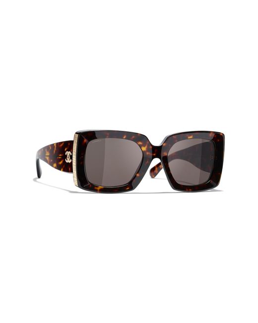Chanel Brown Rectangle Sunglasses Ch5435
