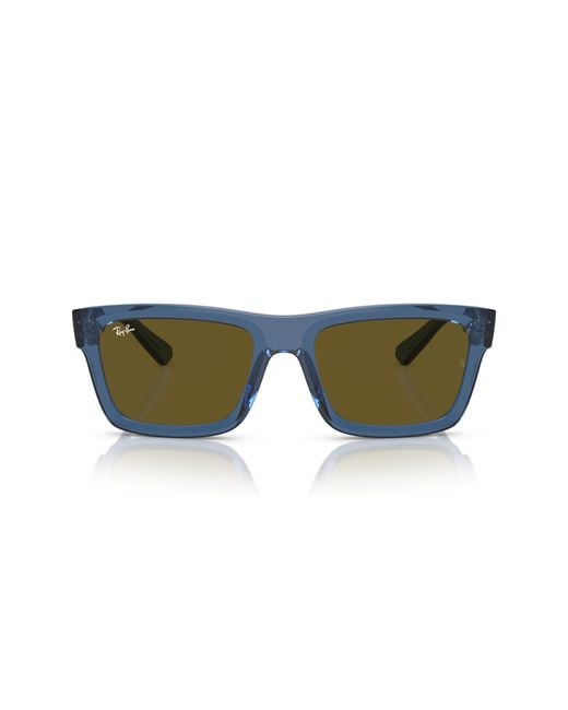Ray-Ban Black Sunglasses Unisex Warren Bio-based - Transparent Dark Blue Frame Brown Lenses 54-20