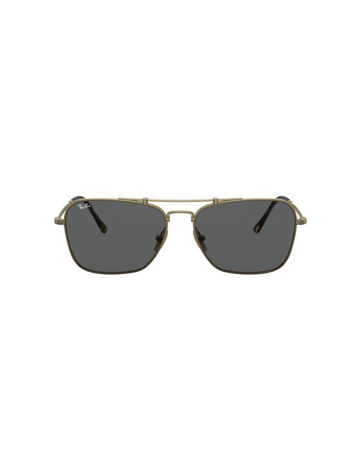 Ray-Ban Multicolor Sunglasses Unisex Caravan Titanium - Antique Gold Frame Grey Lenses 58-15