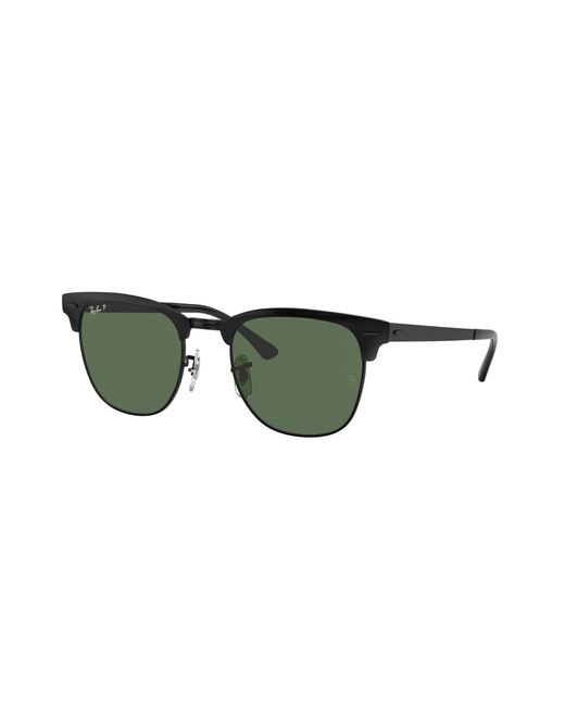 Ray-Ban Green Rb3716 Clubmaster Metal Polarized Square Sunglasses