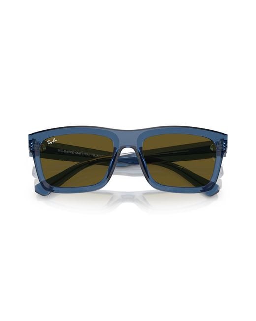 Ray-Ban Black Sunglasses Unisex Warren Bio-based - Transparent Dark Blue Frame Brown Lenses 54-20