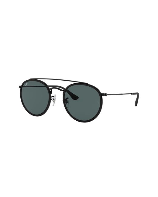 Ray-Ban Multicolor Sunglasses Unisex Round Double Bridge - Black Frame Green Lenses Polarized 51-22